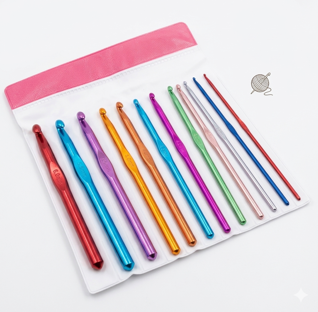 12 Piece New Design Metal Grip Crochet Hooks for Knitting