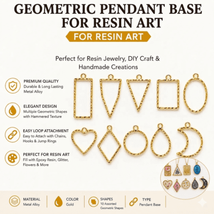 Resin Art Geometric Pendant Frames for Handmade Jewelry Golden and Silver