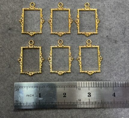 Vintage Hollow Album Frames Pendant Open Bezel for Resin Art & Jewelry Making 6 pcs